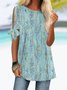 Chemises Floral Été Vacances Vacances Jersey Manches Courtes Col Rond Mi-long FF pour Femmes