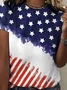 T-shirts Décontracté Été Drapeau des États-Unis Aucune élasticité Quotidien Manches Courtes Col Rond Régulier Droit pour Femmes