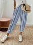 Pantalons Femmes Rayé Décontracté Toutes Les Saisons Polyester Naturel Aucune élasticité Quotidien Long Droit