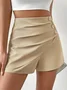 Shorts Décontracté Plain Été Polyester Naturel Micro-élasticité Ample Droit Régulier pour Femmes