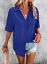 Blouses Femmes Décontracté Plain Été Polyester Ample Régulier Droit Régulier T.-N.-L.
