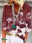 Chemises Décontracté Floral Printemps / Automne Polyester Col V Aucune élasticité Quotidien Meilleure vente Manches 3/4 pour Femmes