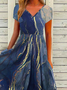Robes Femmes Décontracté Abstrait Été Polyester Col V Vacances Maxi Meilleure vente Manches Courtes