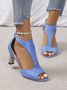 à Bout Ouvert Sandales Femme Plain Été Urbain Respirable Quotidien Bout Rond ÉPINGLES Style Faux Suède à Bout Ouvert Sandales