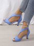 à Bout Ouvert Sandales Femme Plain Été Urbain Respirable Quotidien Bout Rond ÉPINGLES Style Faux Suède à Bout Ouvert Sandales