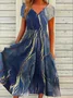 Robes Femmes Décontracté Abstrait Été Polyester Col V Vacances Maxi Meilleure vente Manches Courtes