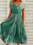 Robes Femmes Décontracté Abstrait Été Polyester Col V Vacances Maxi Meilleure vente Manches Courtes