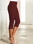 Pantalons Femmes Décontracté Plain Toutes Les Saisons Polyester Boutonné à Haute Élasticité Quotidien Corsaire Standard