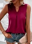 Top Débardeur Tops Femmes Décontracté Plain Été Polyester Quotidien Sans Manches Entaillé Mi-long CE