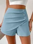 Shorts Décontracté Plain Été Polyester Naturel Micro-élasticité Ample Droit Régulier pour Femmes