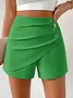 Shorts Décontracté Plain Été Polyester Naturel Micro-élasticité Ample Droit Régulier pour Femmes