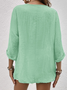 Blouses Femmes Plain Printemps / Automne en Lin Col V Aucune élasticité Ample Manches 3/4 Droit Régulier