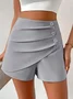 Shorts Décontracté Plain Été Polyester Naturel Micro-élasticité Ample Droit Régulier pour Femmes