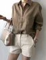 Blouses Décontracté Plain Printemps / Automne Aucune élasticité Vacances Manches Longues Régulier Régulier Col de Chemise pour Femmes