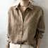 Blouses Décontracté Plain Printemps / Automne Aucune élasticité Vacances Manches Longues Régulier Régulier Col de Chemise pour Femmes