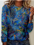Chemises Décontracté Printemps / Automne Bleu Paon Polyester Micro-élasticité Coupe Régulière Régulier Droit Régulier pour Femmes