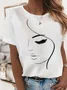 T-shirt Femme Casual Automne Figure Micro-élasticité Lâche Jersey Col Ras Du Cou Régulier 
