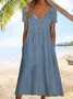 Femmes Rayé Blanc Entaillé Confortable Boucle Robe Mi-Longue Vacances