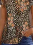 Chemises Femmes Décontracté Floral Été Col V Ample Jersey Manches Courtes Régulier T.-N.-L.