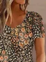 Chemises Femmes Décontracté Floral Été Col V Ample Jersey Manches Courtes Régulier T.-N.-L.