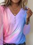 T-shirts Décontracté Abstrait Printemps / Automne Polyester Col V Micro-élasticité Ample Boucle AA pour Femmes