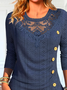 Chemises Décontracté Plain Printemps / Automne Boutonné Liste préférée Col Rond Mi-long Régulier EPE pour Femmes