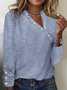 T-shirts Femmes Rayé Décontracté Printemps / Automne Polyester Micro-élasticité Asymétrique Manches Longues Régulier Régulier