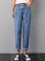 Jeans Décontracté Plain Toutes Les Saisons Naturel Quotidien Standard Pantalon droit Droit Poche Couture pour Femmes