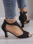 à Bout Ouvert Sandales Femme Plain Été Urbain Respirable Quotidien Bout Rond ÉPINGLES Style Faux Suède à Bout Ouvert Sandales