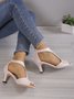 à Bout Ouvert Sandales Femme Plain Été Urbain Respirable Quotidien Bout Rond ÉPINGLES Style Faux Suède à Bout Ouvert Sandales