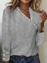 T-shirts Femmes Rayé Décontracté Printemps / Automne Polyester Micro-élasticité Asymétrique Manches Longues Régulier Régulier