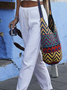 Pantalons Femmes Décontracté Plain Toutes Les Saisons Coton Aucune élasticité Quotidien Coupe Régulière Bande Élastique Droit
