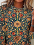 T-shirts Femmes Décontracté Ethnique Printemps / Automne Naturel Quotidien Ample Jersey Régulier Droit