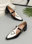 Sangle En Forme De T Femmes Bloc de Couleur Été Urbain Sangle En Forme De T Talon Bas Bout Fermé PU de Grande Taille Caoutchouc