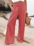 Pantalons Femmes Décontracté Plain Toutes Les Saisons Coton Naturel Quotidien Pantalons à Jambe Large Long Régulier