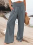 Pantalons Femmes Décontracté Plain Toutes Les Saisons Coton Naturel Quotidien Pantalons à Jambe Large Long Régulier