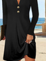 Femmes Plain Noir Col V Confortable Robe Mi-Longue Décontracté