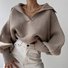 Pulls Plain Hiver Simple Poids lourd Quotidien Manches Longues Col Châle Régulier Droit pour Femmes