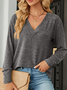 Sweat-shirts Femmes Décontracté Plain Printemps / Automne Col V Micro-élasticité Quotidien Ample Droit Régulier