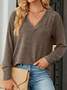 Sweat-shirts Femmes Décontracté Plain Printemps / Automne Col V Micro-élasticité Quotidien Ample Droit Régulier