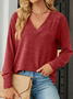 Sweat-shirts Femmes Décontracté Plain Printemps / Automne Col V Micro-élasticité Quotidien Ample Droit Régulier