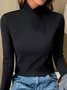 T-shirts Femmes Décontracté Plain Printemps / Automne Polyester Aucune élasticité Quotidien Manches Longues Droit Régulier