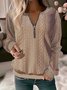 Sweat-shirts Femmes Décontracté Plain Printemps / Automne Tricoté Zip Micro-élasticité Quotidien Manches Longues Régulier