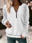 Sweat-shirts Femmes Décontracté Plain Printemps / Automne Tricoté Zip Micro-élasticité Quotidien Manches Longues Régulier