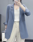 Blazers Femmes Décontracté Plain Printemps / Automne Polyester Naturel Ample Standard Manches 3/4 Droit