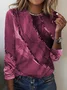 T-Chemise Décontracté Abstrait Automne Léger Ample Jersey Standard Manches Longues H-ligne pour Femmes