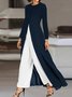Deux Pièces Ensembles Femmes Décontracté Plain Printemps / Automne Polyester Naturel Poids lourd Manches Longues Top Avec Pantalons Droit