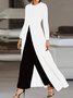 Deux Pièces Ensembles Femmes Décontracté Plain Printemps / Automne Polyester Naturel Poids lourd Manches Longues Top Avec Pantalons Droit