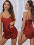 Ensembles de Pyjama Simple Plain Toutes Les Saisons Spandex à Bretelles Naturel 1 jeu Droit Élasticité moyenne pour Femmes