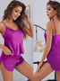 Ensembles de Pyjama Simple Plain Toutes Les Saisons Spandex à Bretelles Naturel 1 jeu Droit Élasticité moyenne pour Femmes